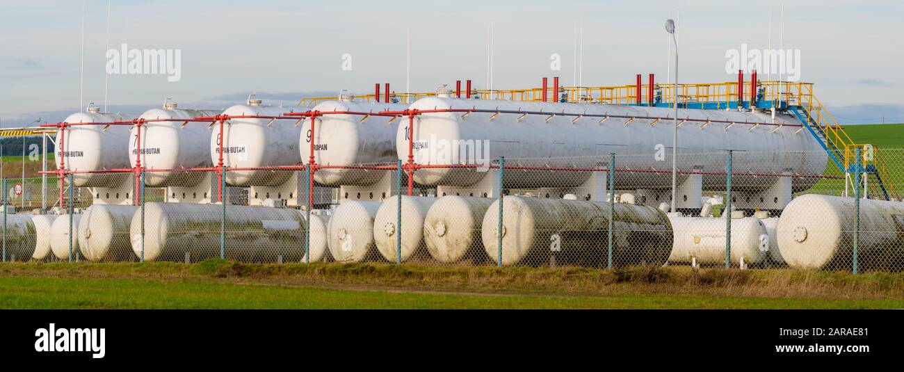 propane-butane liquid gas tanks Stock Photo