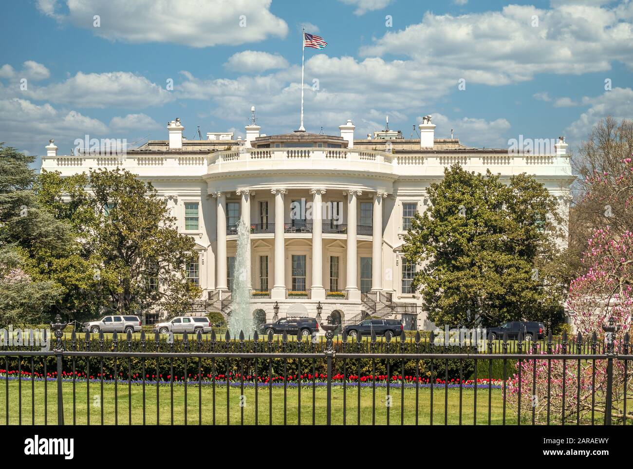 The White House South Lawn side - Washington D.C., USA Stock Photo