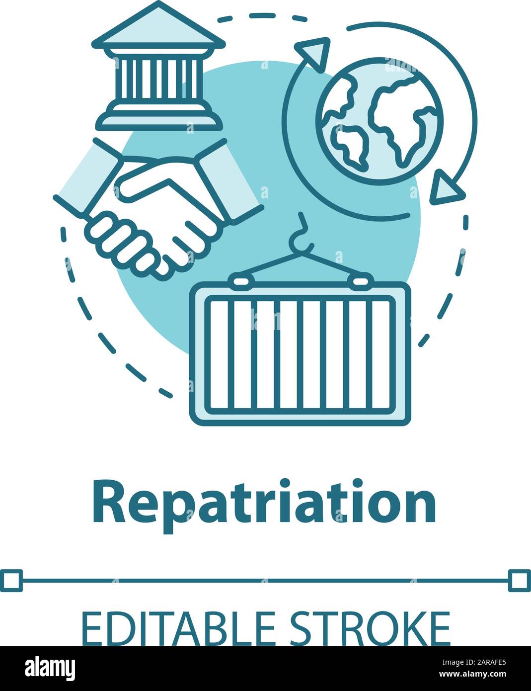 Repatriation concept icon. Return of historical values to country of ...