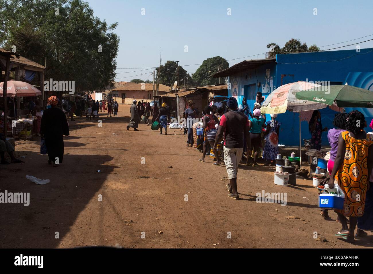 Bissau, Republic of Guinea-Bissau - February 12, 2018: People walking