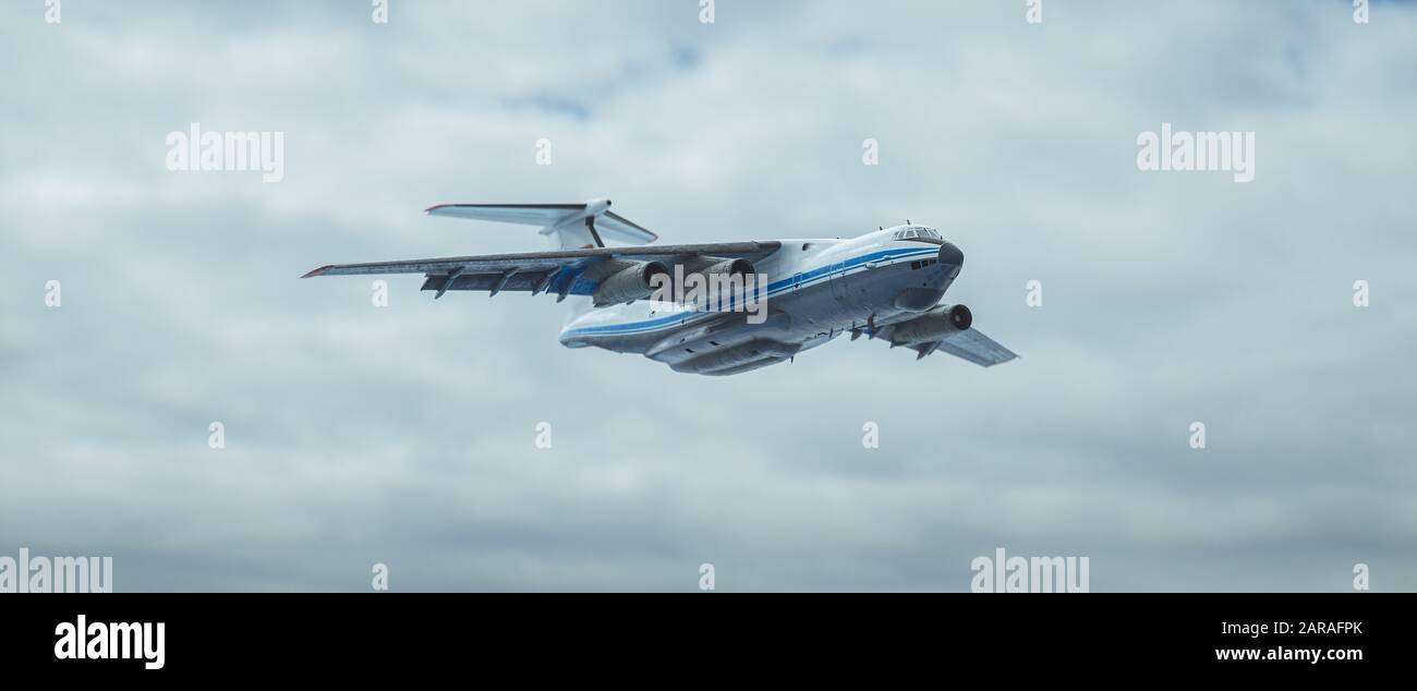 Flying airplane in the sky - 3D Illustration Stock Photo - Alamy
