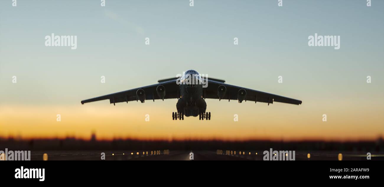Flying airplane in the sky - 3D Illustration Stock Photo - Alamy