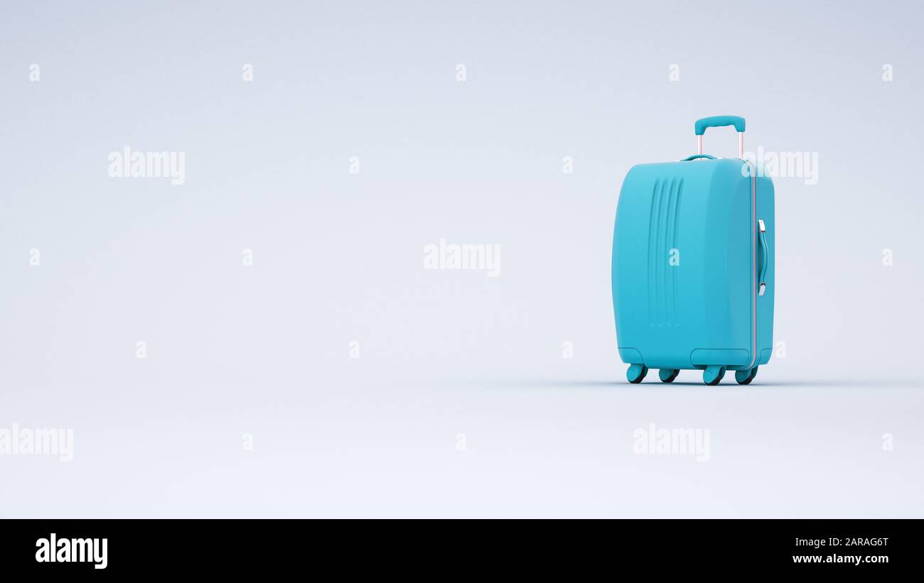 Modern suitcase for travelling on white background - 3D illustration Stock Photo