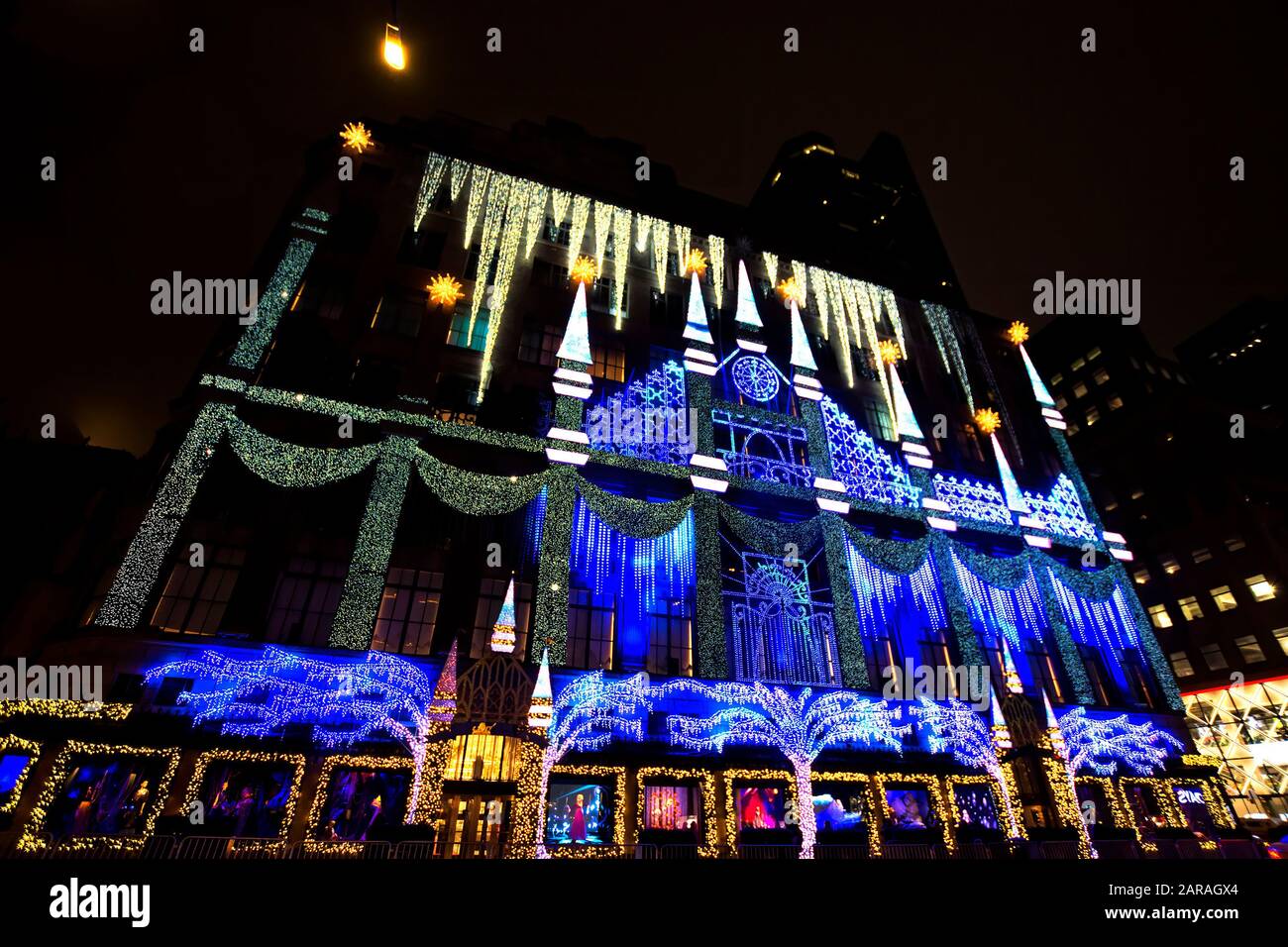 Saks Fifth Avenue (Department Store) with Christmas light show and