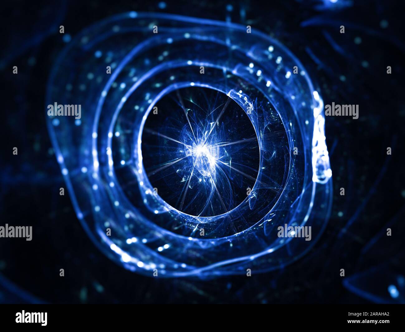 Blue glowing futuristic artificial cell, computer generated abstract background, 3D rendering Stock Photo