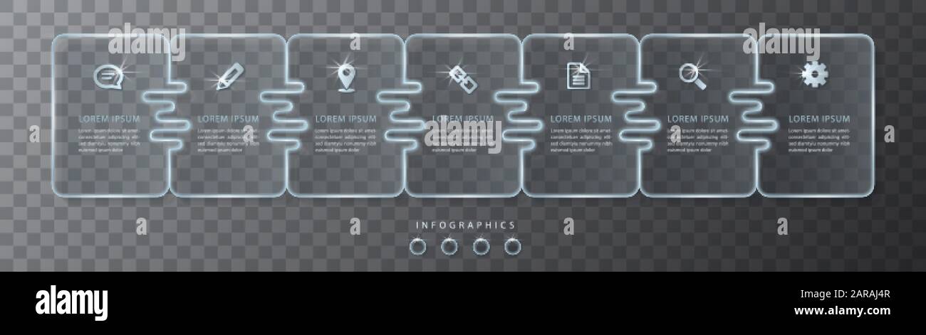 Vector infographic design UI template transparent glass labels and ...