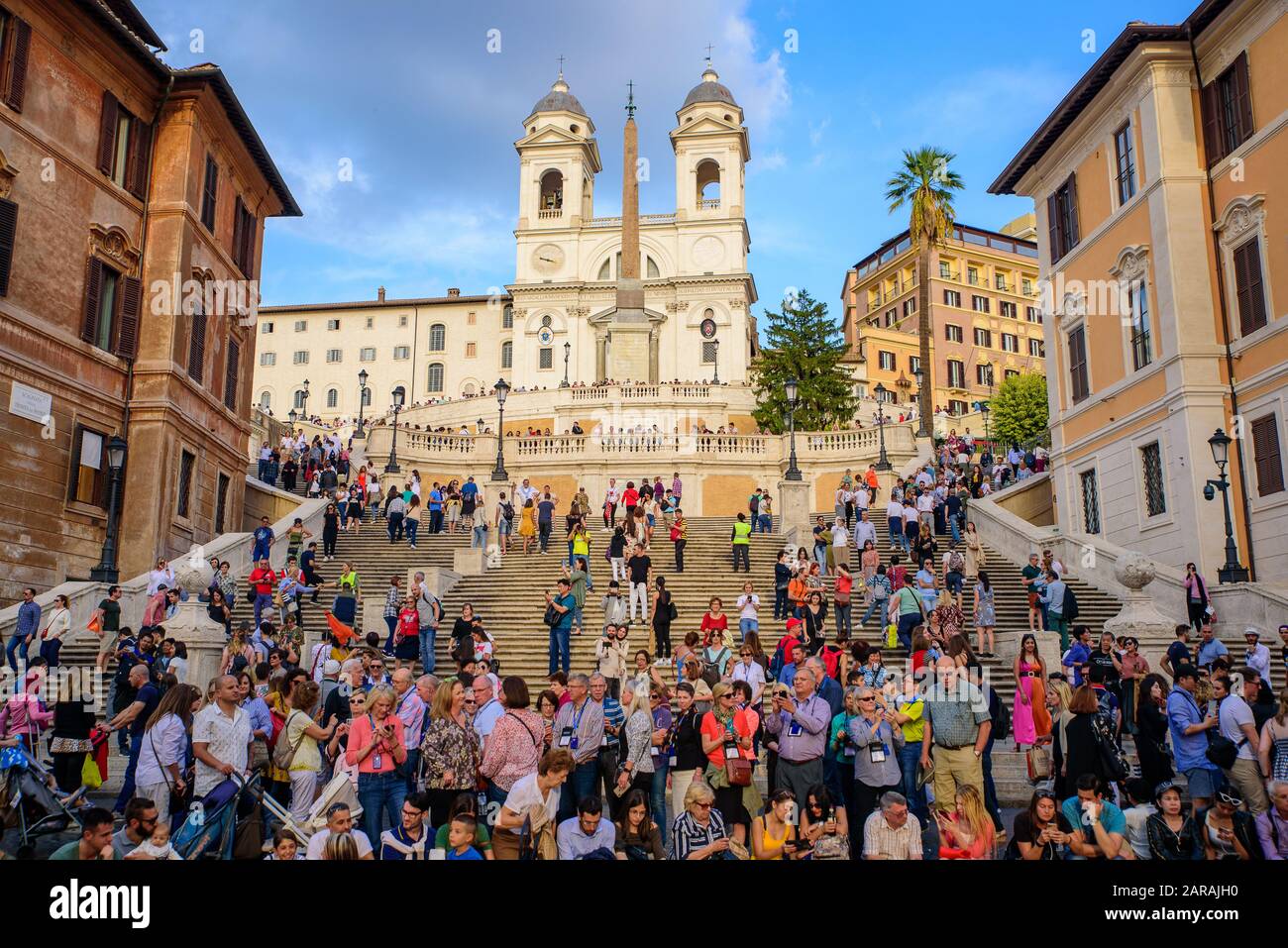Tourists on Spanish Steps in Rome, Italy Stock Photo