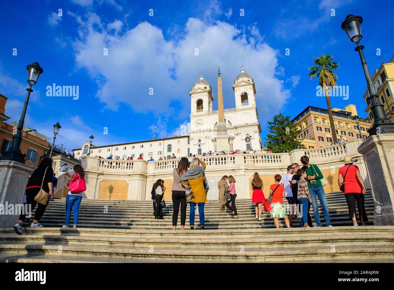 Tourists on Spanish Steps in Rome, Italy Stock Photo