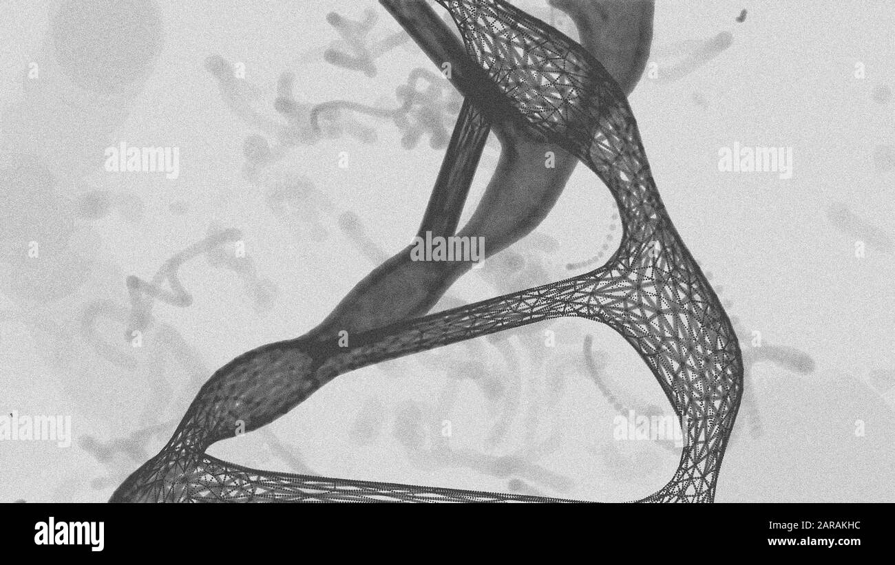 The human DNA model, drawing, wireframe, monochrome - 3D illustration Stock Photo