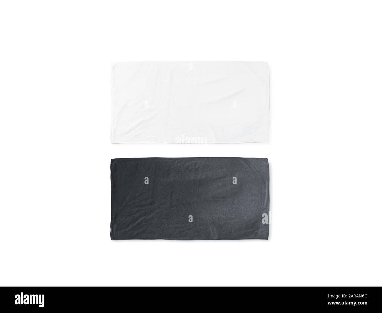 Blank black and white folded soft beach towel mockup Stock Photo