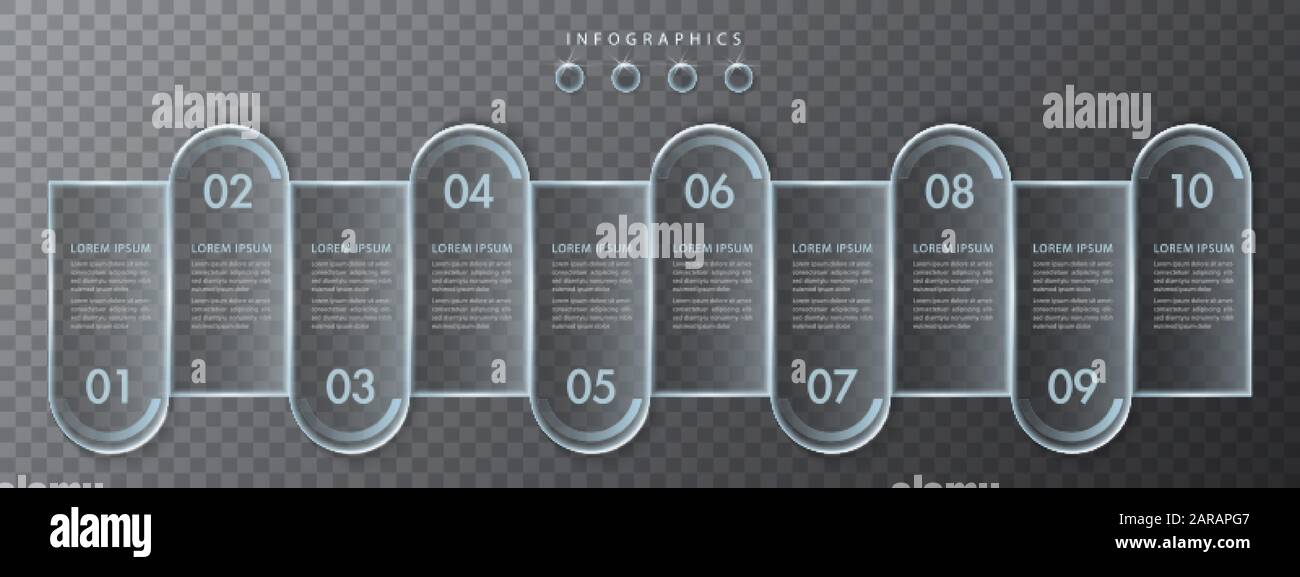 Vector infographic design UI template transparent glass labels and ...