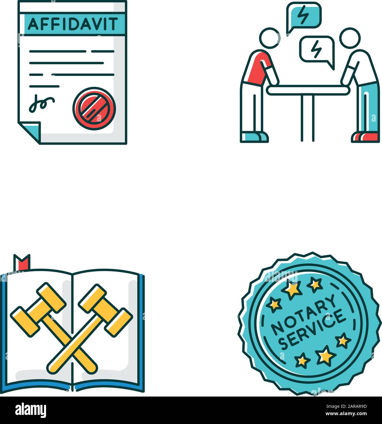 Notary services RGB color icons set. Apostille and document ...