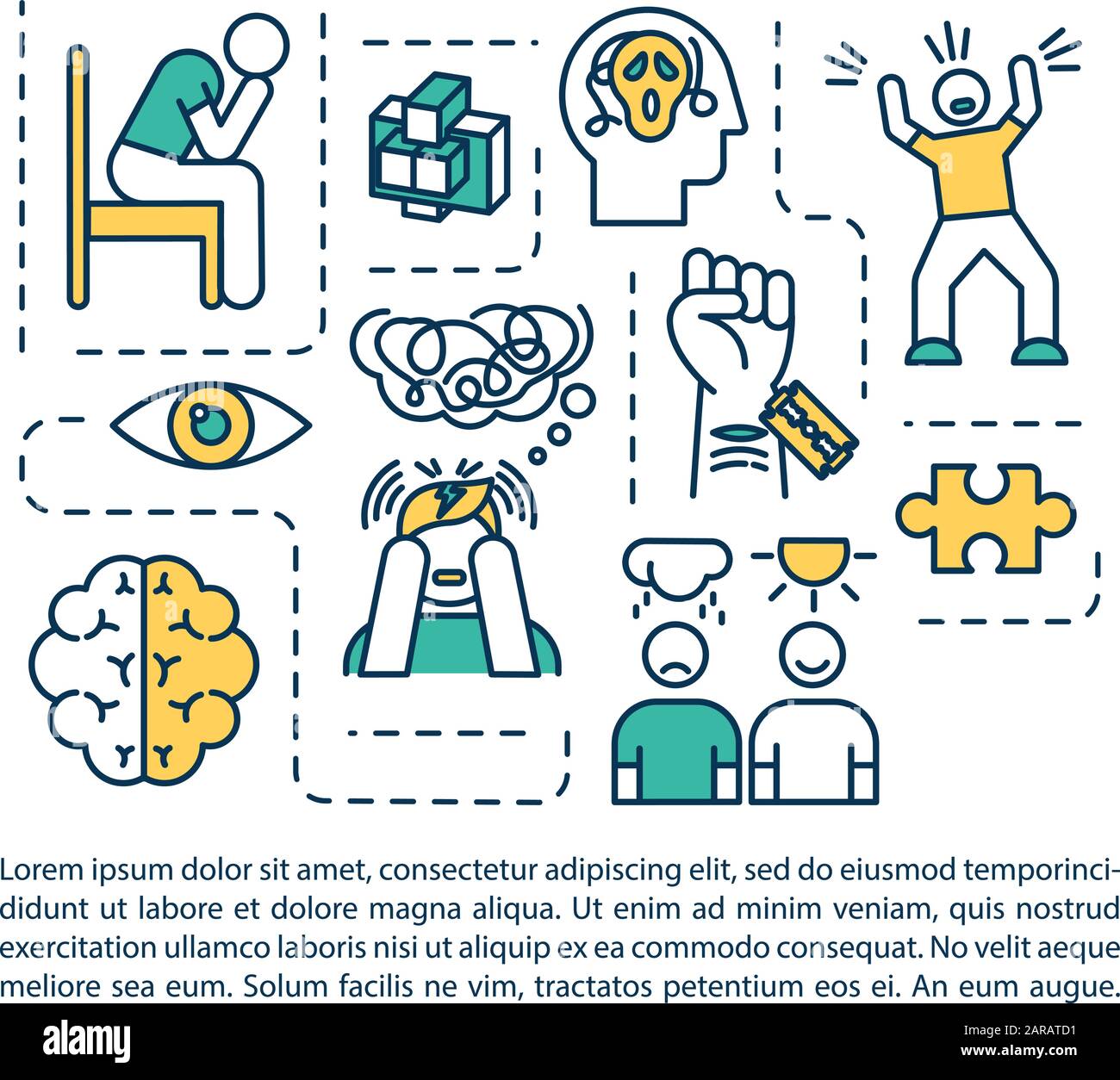 Mental disorders concept icon with text. Psychological diseases