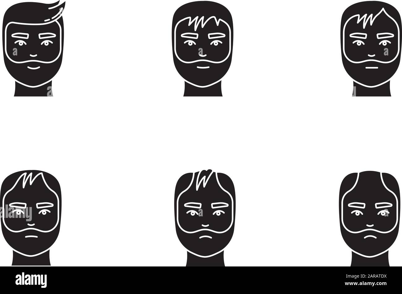 Hair Loss Black Glyph Icons Set On White Space Baldness Process