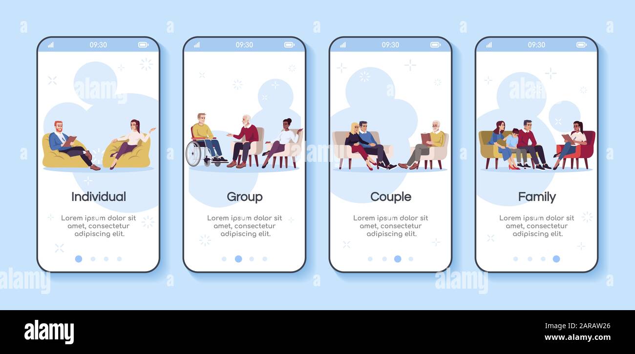 Psychology consultation onboarding mobile app screen vector template ...