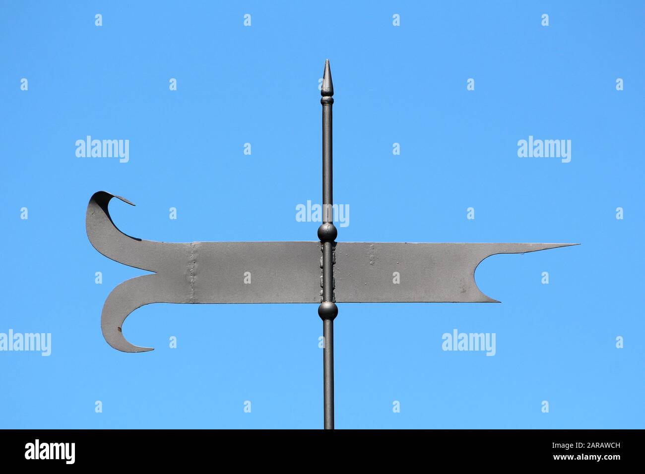 Retro vintage dark grey wrought iron weather vane instrument showing