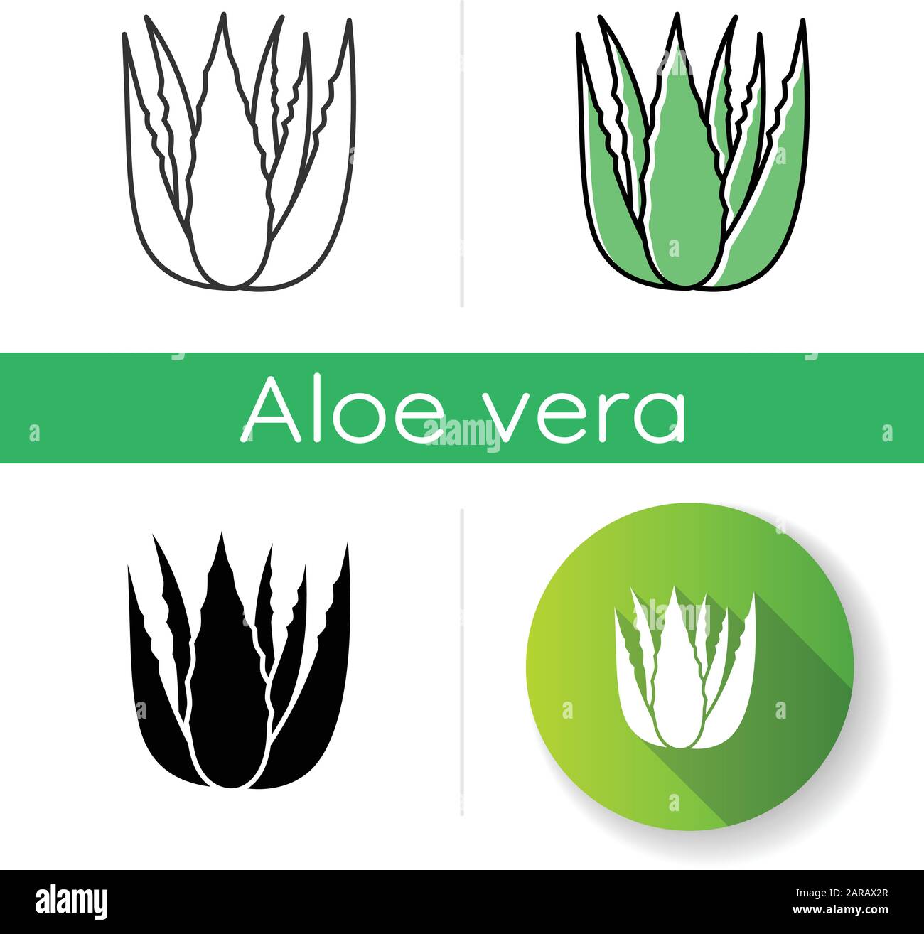 Succulent sprouts icon. Growing aloe vera. Cactus leafs and medicinal herb. Decorative plant. Ingredient for vegan cosmetic. Linear black and RGB colo Stock Vector