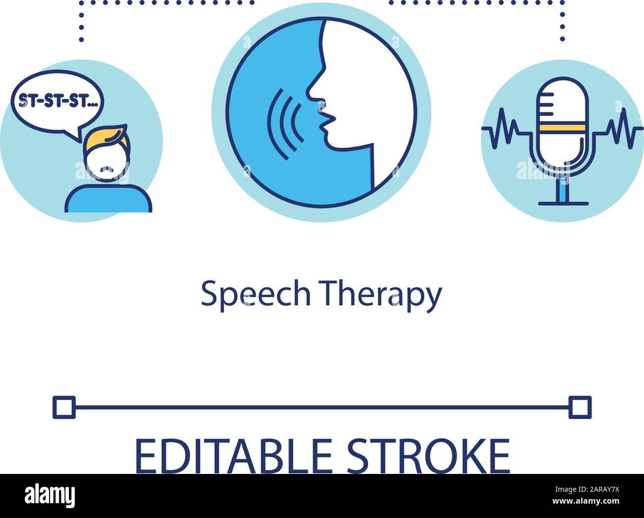 Speech therapy concept icon. Asperger disorder. Exercise for stuttering ...