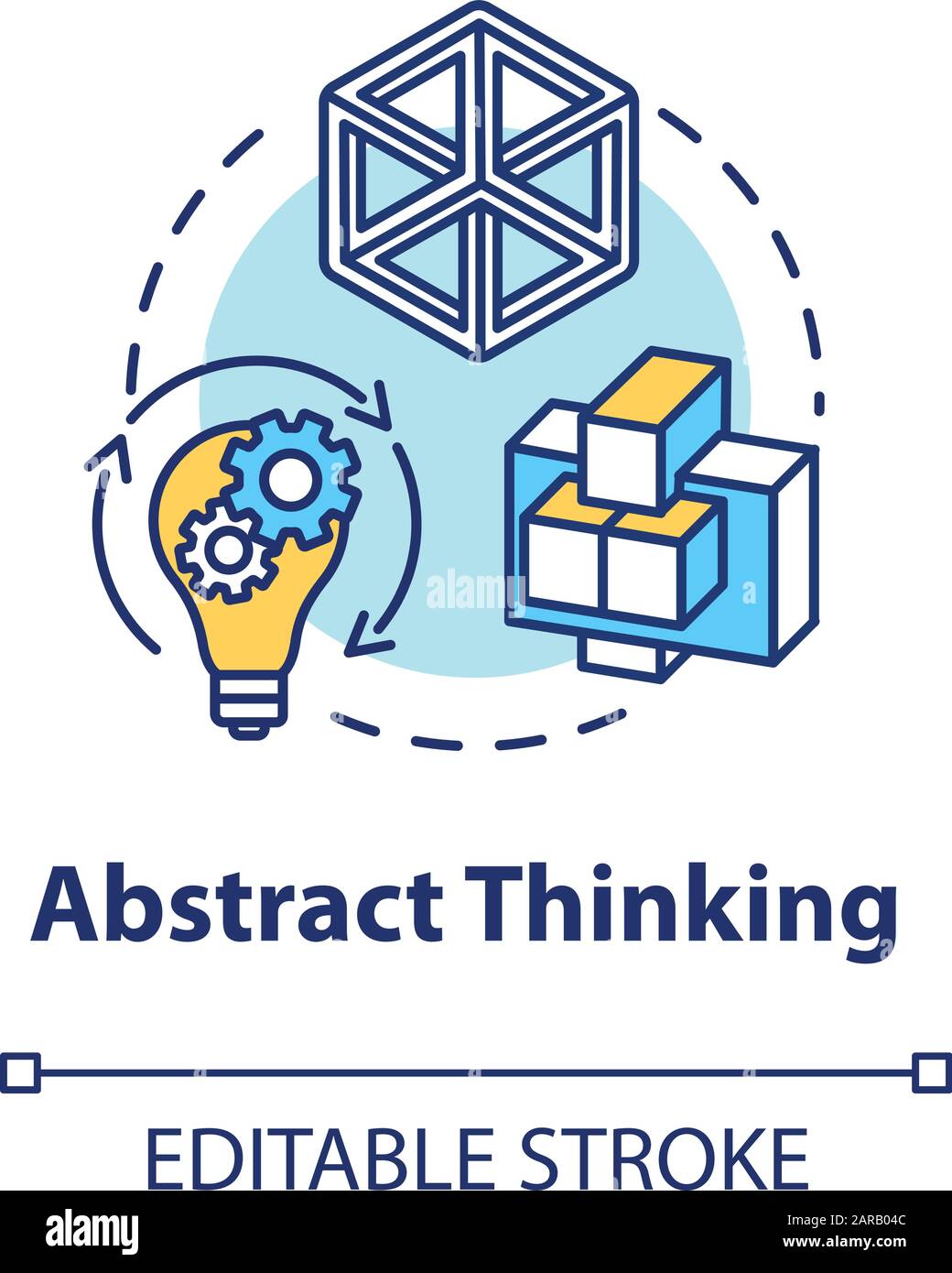 Abstract thinking concept icon. Creativity. Hypothetical model creation. Design thinking. Brainstorming idea thin line illustration. Vector isolated o Stock Vector
