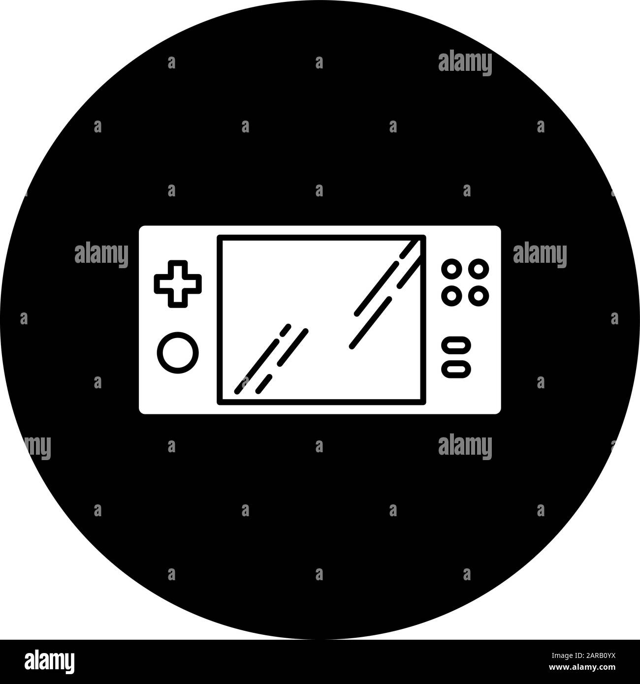 Portable video game console glyph icon. Handheld gaming gadget with buttons. Pocket electronic device for playing games. Entertainment. Technology. Ve Stock Vector