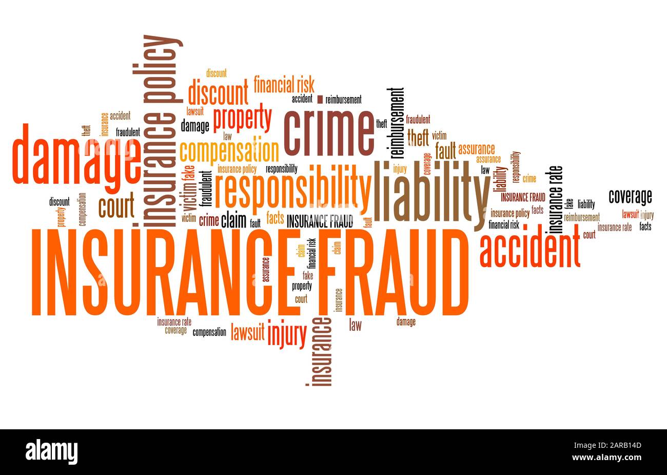 Insurance fraud - financial crime. Word cloud concept. Stock Photo