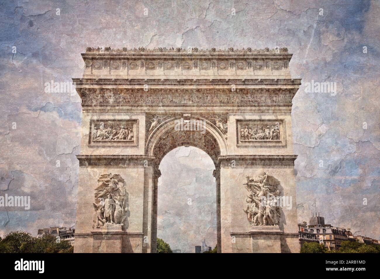 Triumphal Arch in Paris - vintage textured style Stock Photo - Alamy