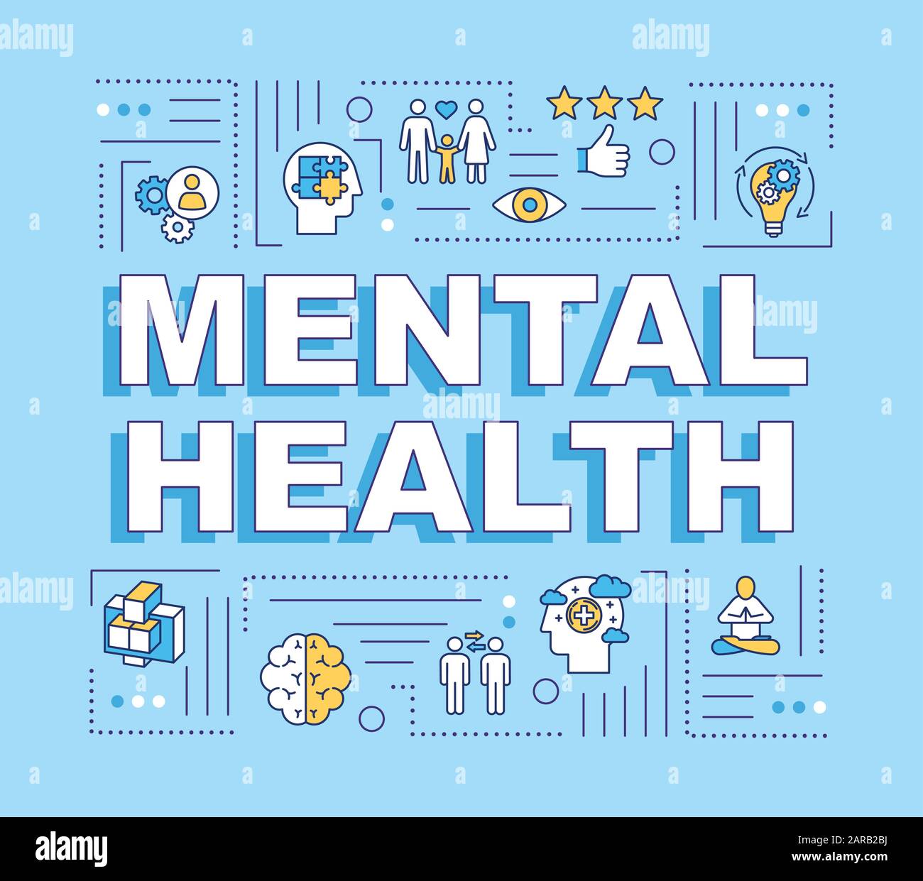 Mental Health Word Concepts Banner Happy Healthy Mind Joyful