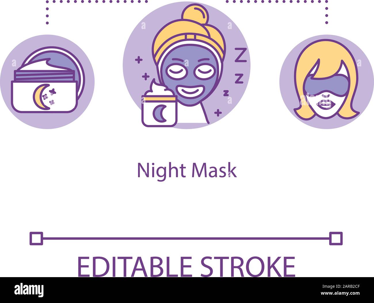 Night mask concept icon. Sleeping cream. Rest and relaxation. Skincare ...