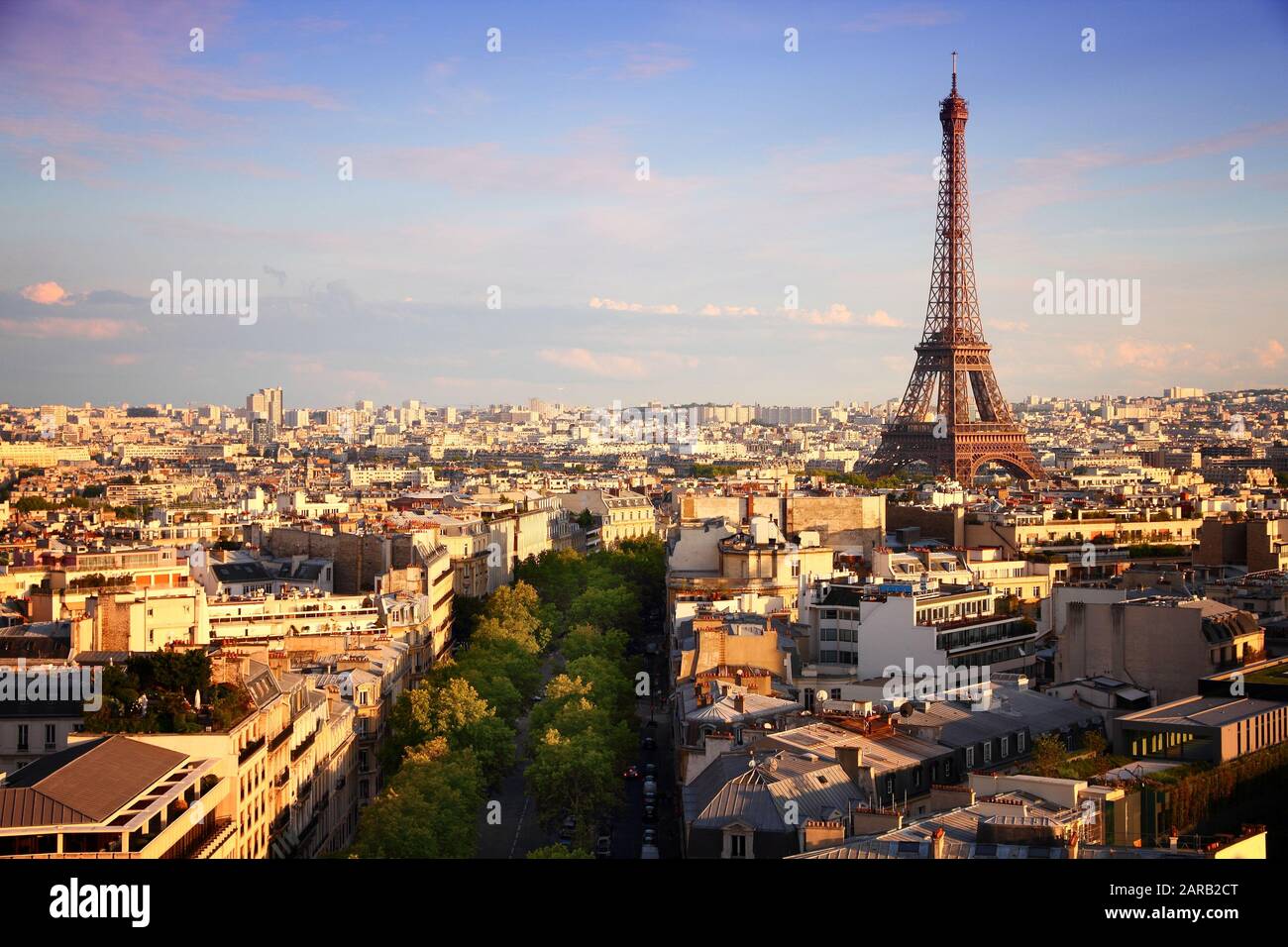 Paris Sunset City View With Eiffel Tower Stock Photo Alamy