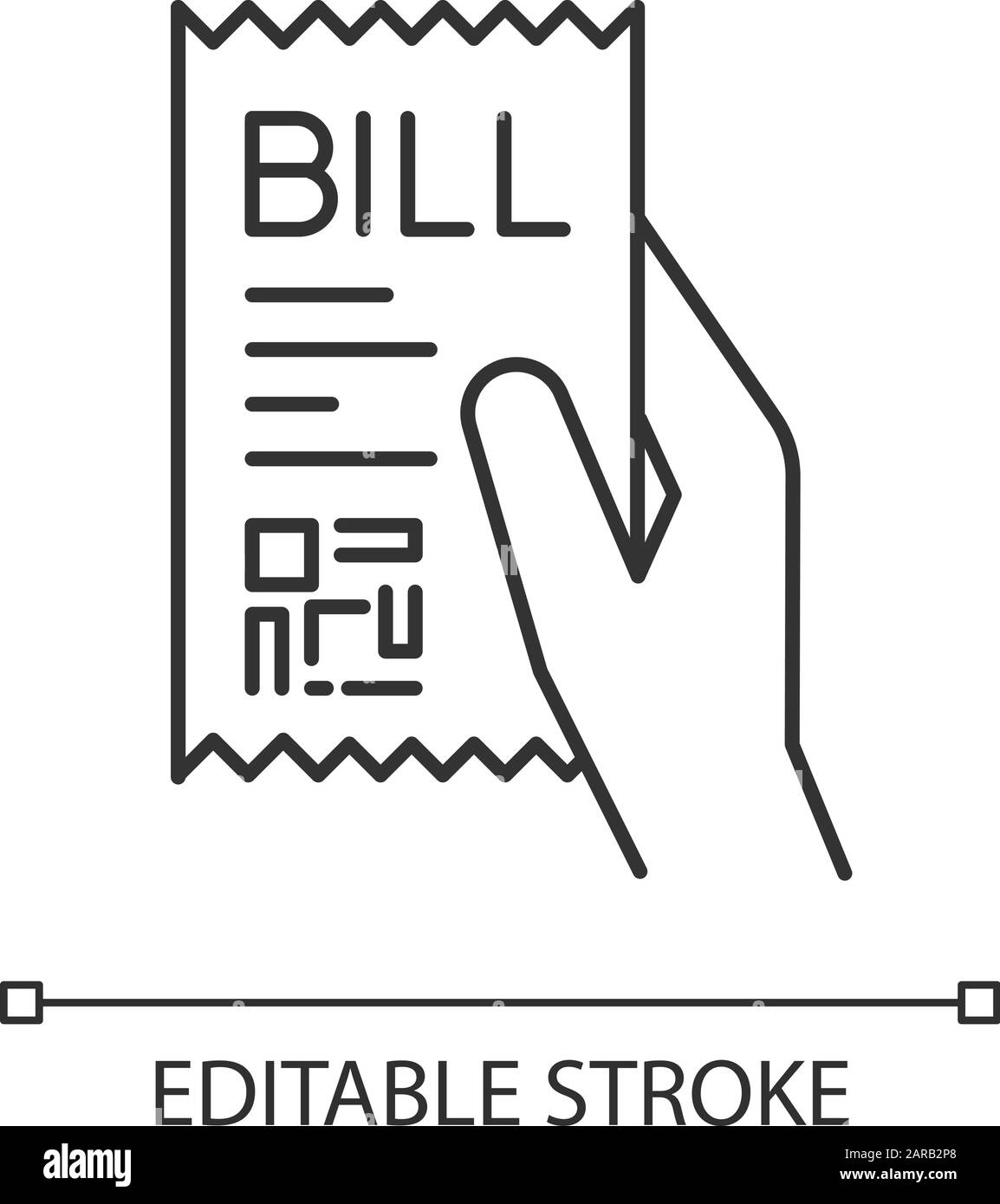 Bill of exchange pixel perfect linear icon. Printed cheque. Payment notice. Purchase proof. Thin line customizable illustration. Contour symbol. Vecto Stock Vector