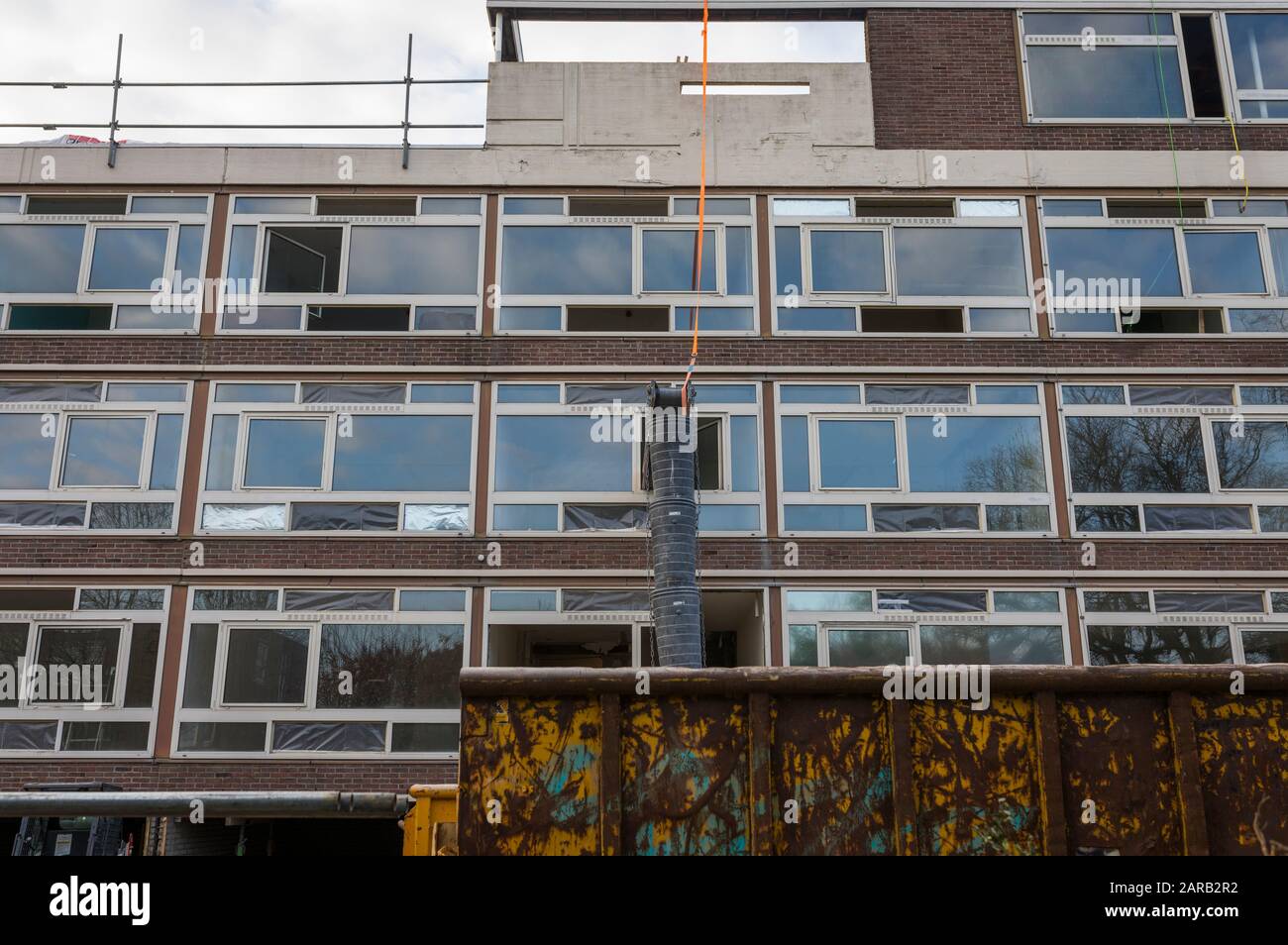 Sustainable renovation with replacement of windows at Dutch apartments in Eindhoven, Netherlands Stock Photo