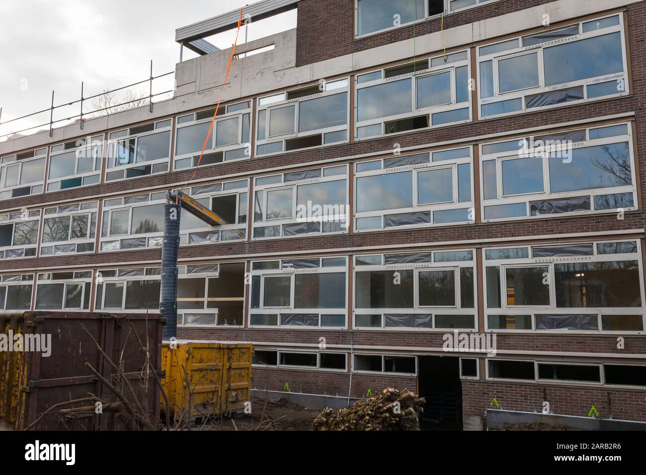 Sustainable renovation with replacement of windows at Dutch apartments in Eindhoven, Netherlands Stock Photo