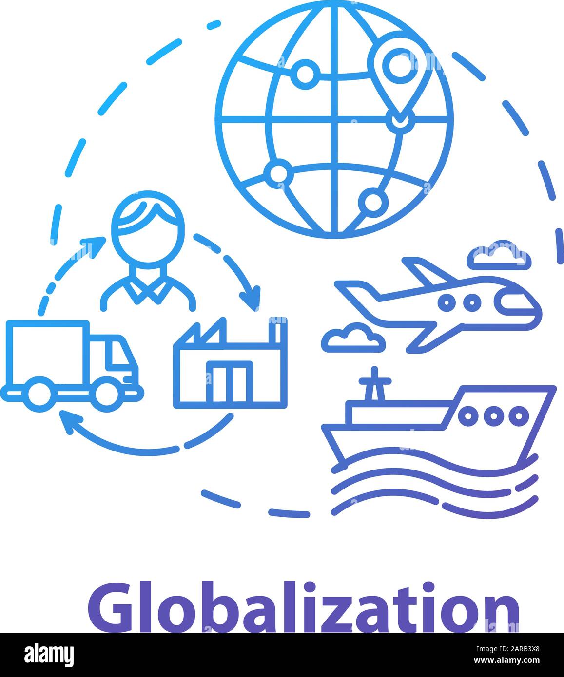 Globalization concept icon. International economy. Global distribution