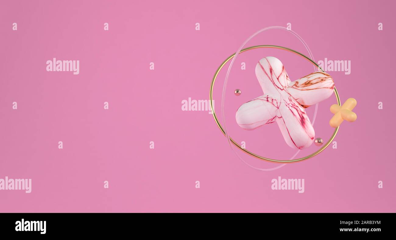 Symbol of positivity and plus with copy space 3D illustration Stock