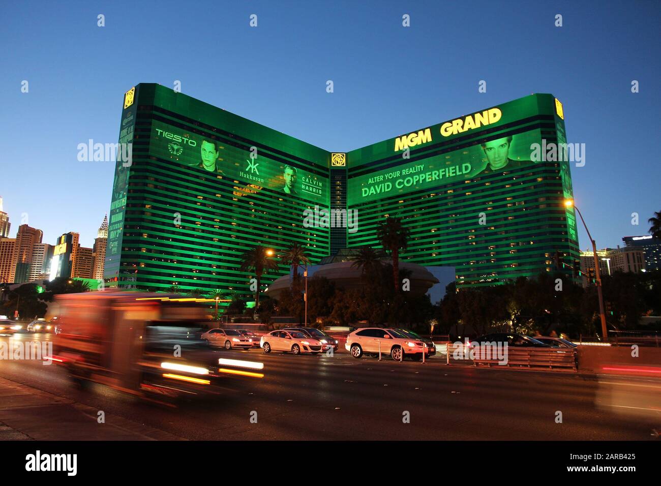 LAS VEGAS, USA - APRIL 13, 2014: MGM Grand casino resort in Las Vegas. There are 104 casinos in Las Vegas. Stock Photo
