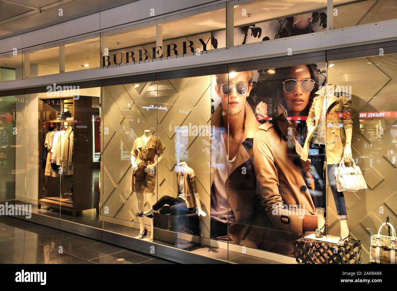 MUNICH, GERMANY - APRIL 1, 2014: Burberry store at Munich International ...