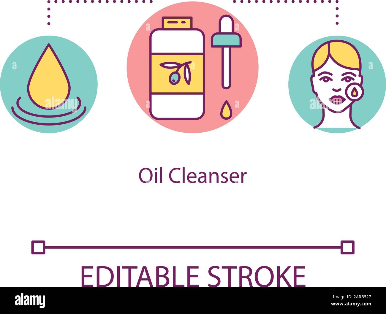Oil cleanser concept icon. Essence and serum with dripper. Female ...