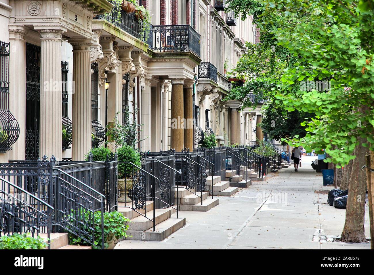 Upper West Side brownstone New York residential architecture Stock