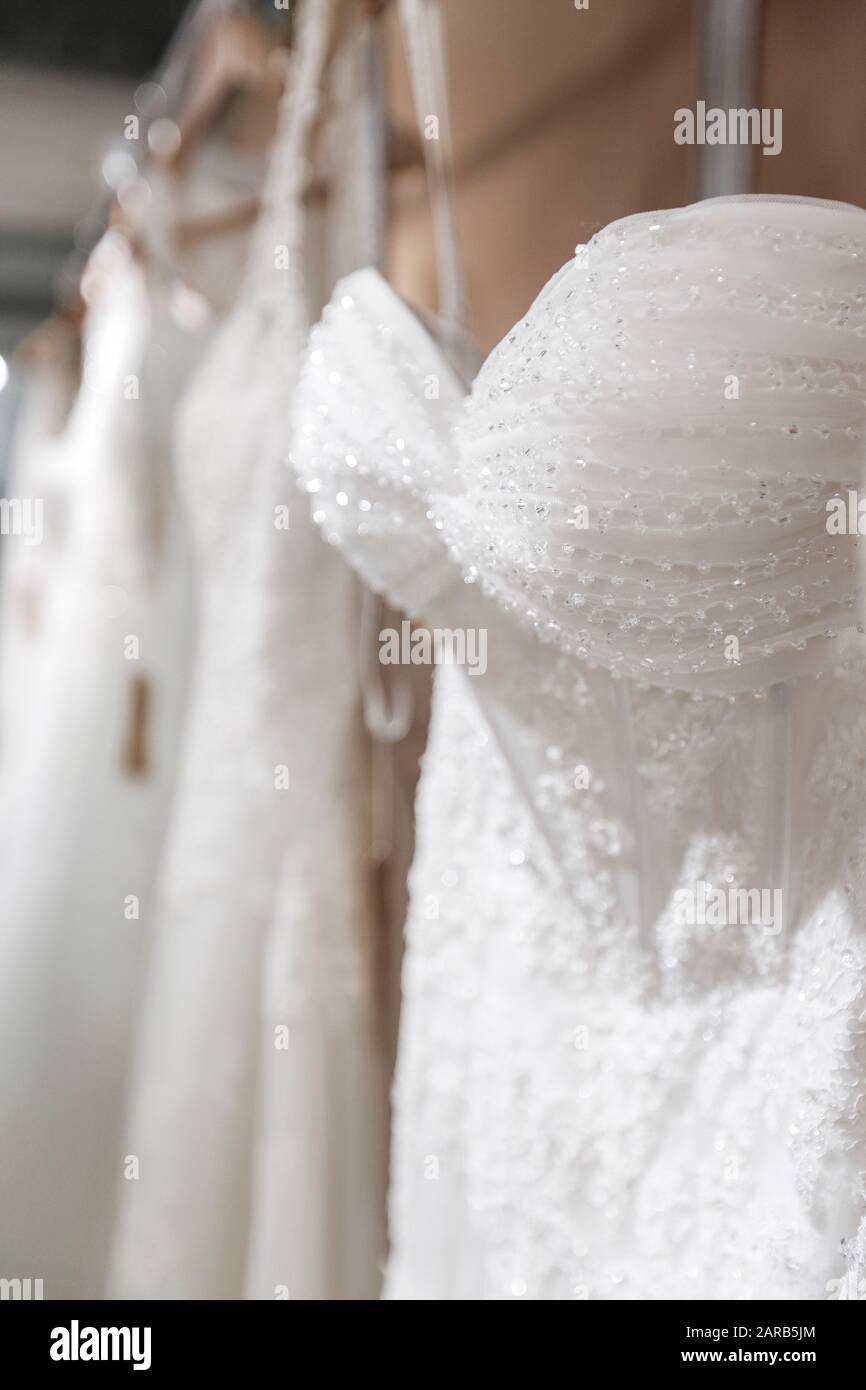 Bridal luxury dresses and accessories Stock Photo
