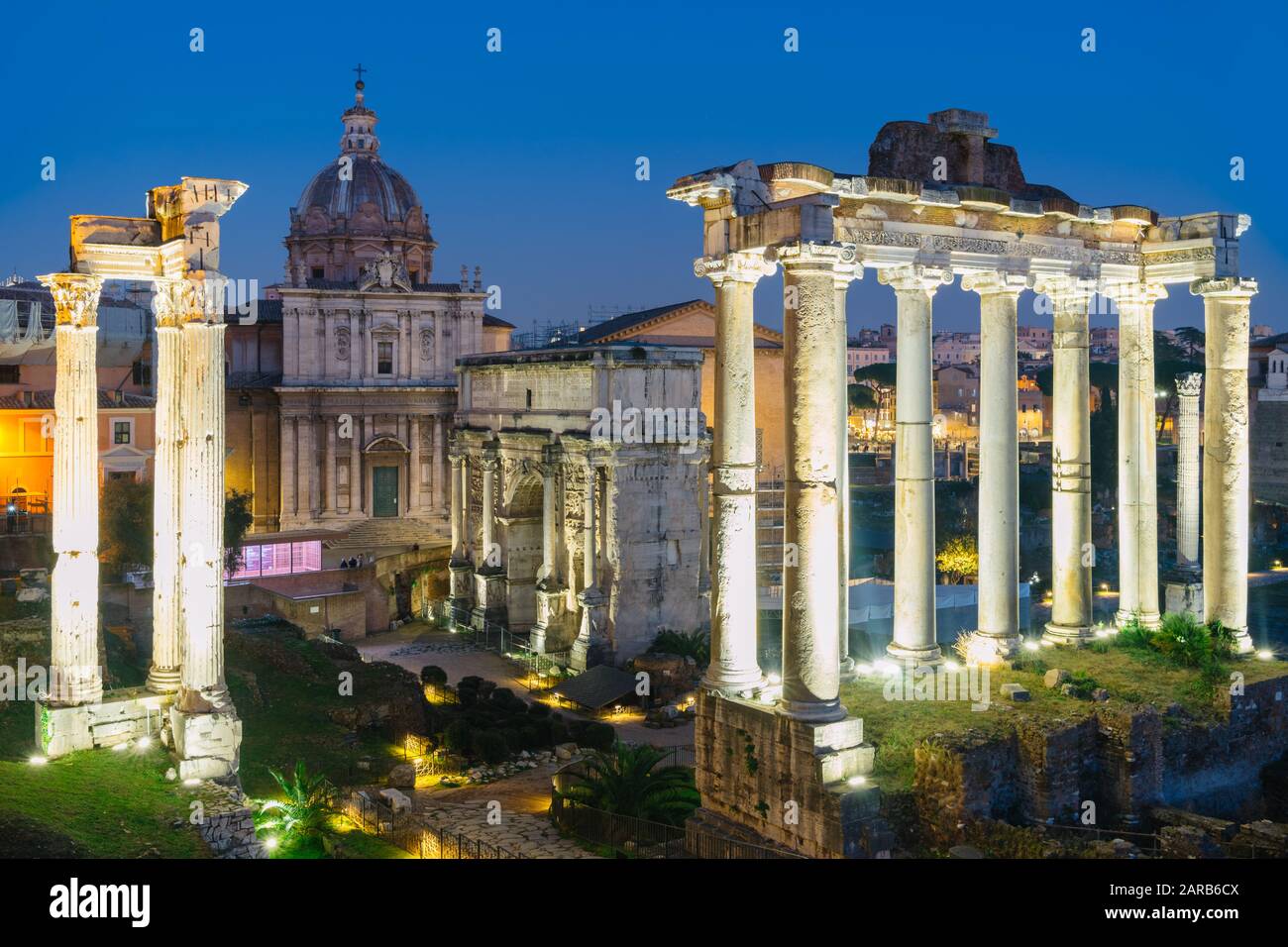Rome Italy Jan 1 2020 Night View Of The Roman Forum Rome Lazio Italy Stock Photo Alamy