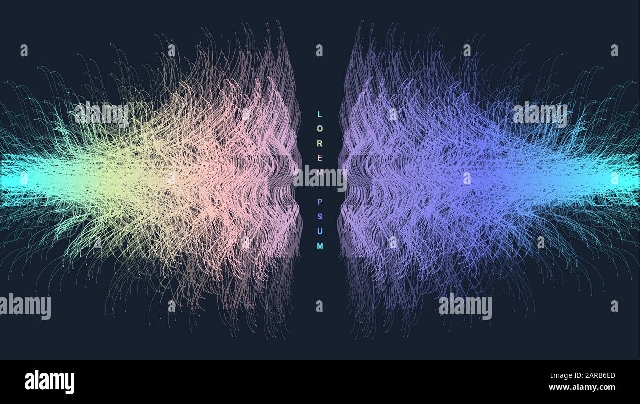 Scientific vector illustration quantum computer technology, wave flow. Plexus fiction effect. Deep learning artificial intelligence. Big data Stock Vector