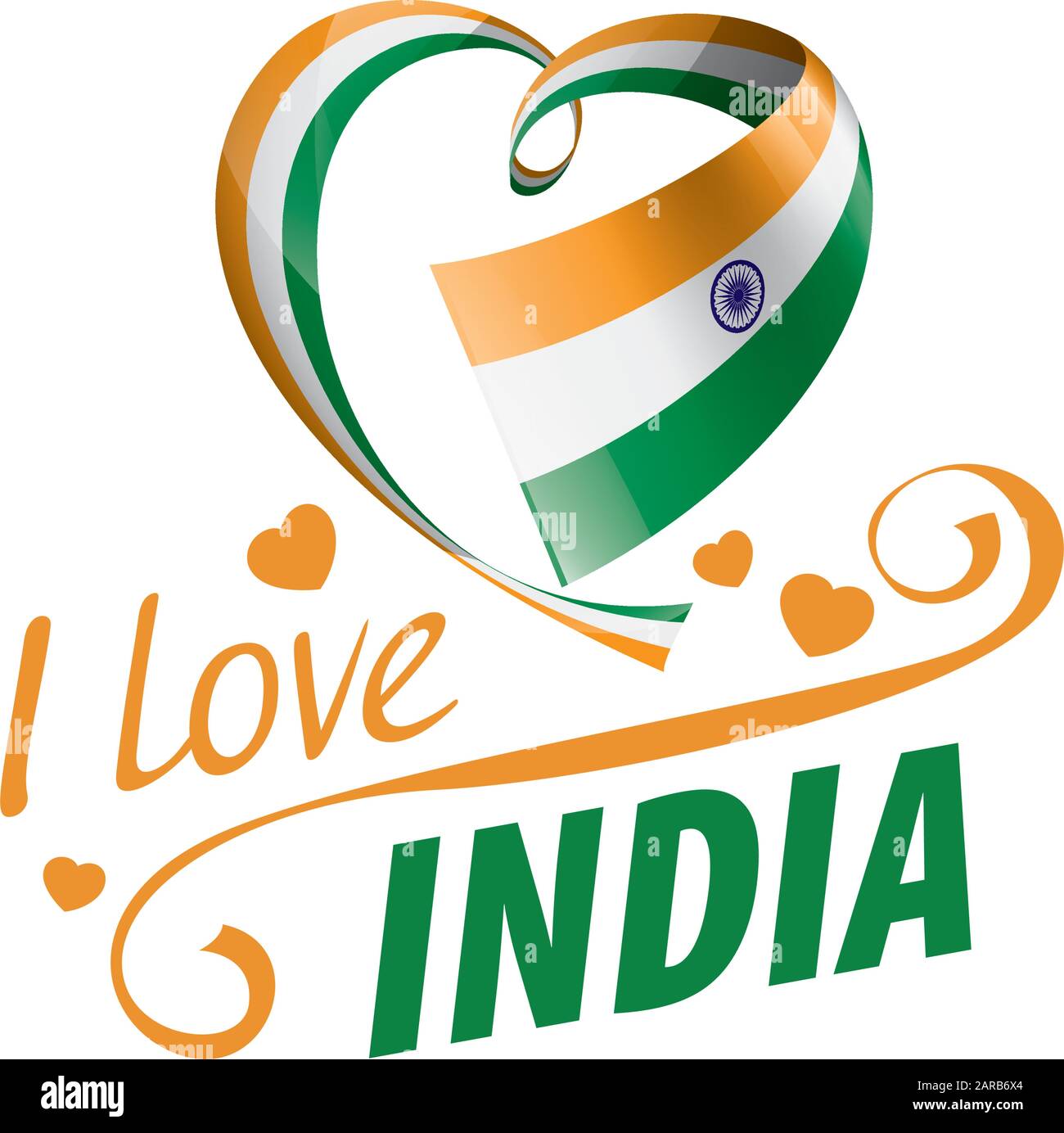 National flag of the India in the shape of a heart and the inscription I  love India. Vector illustration Stock Vector Image & Art - Alamy
