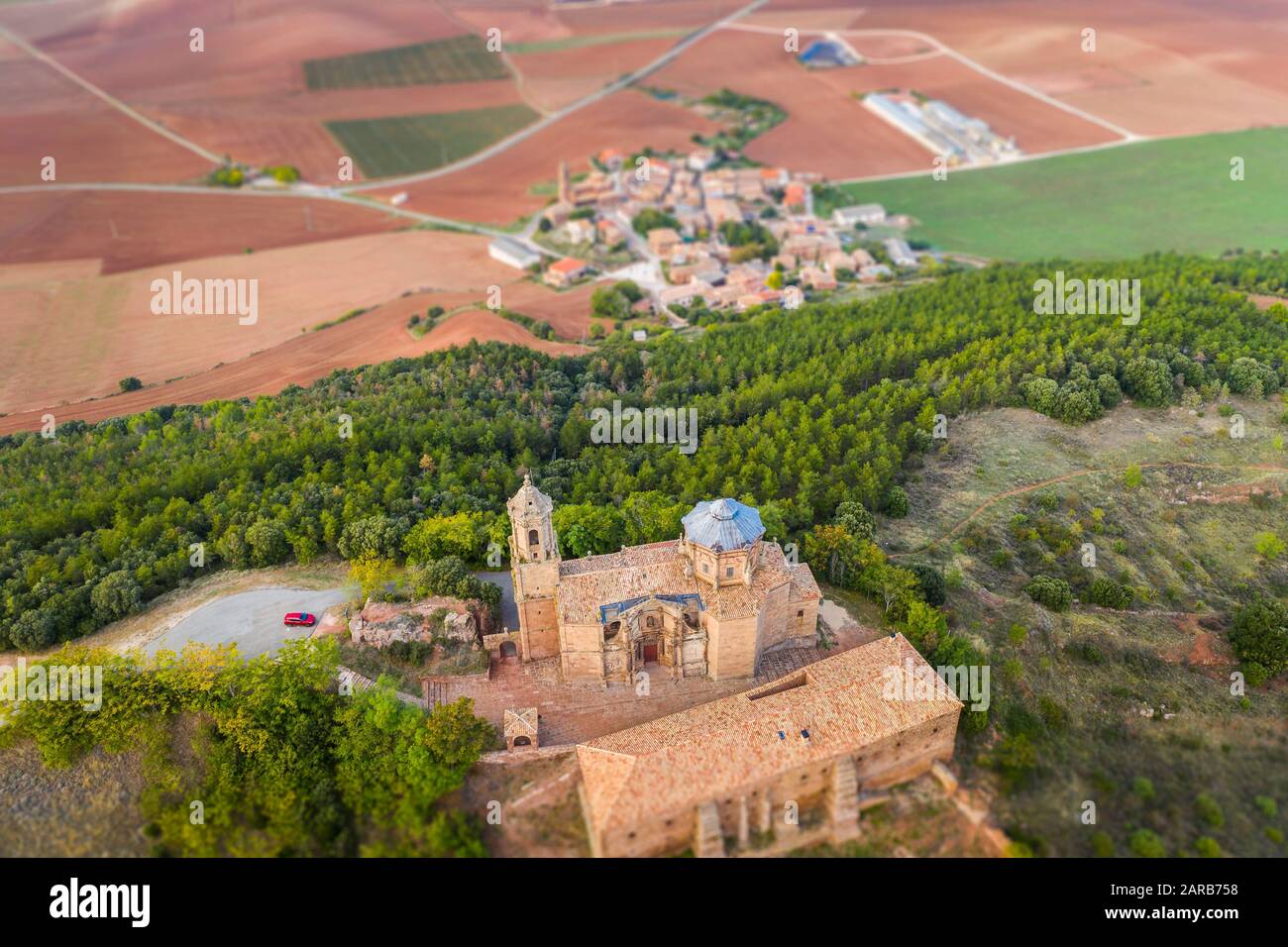 Village and monastery. Stock Photo