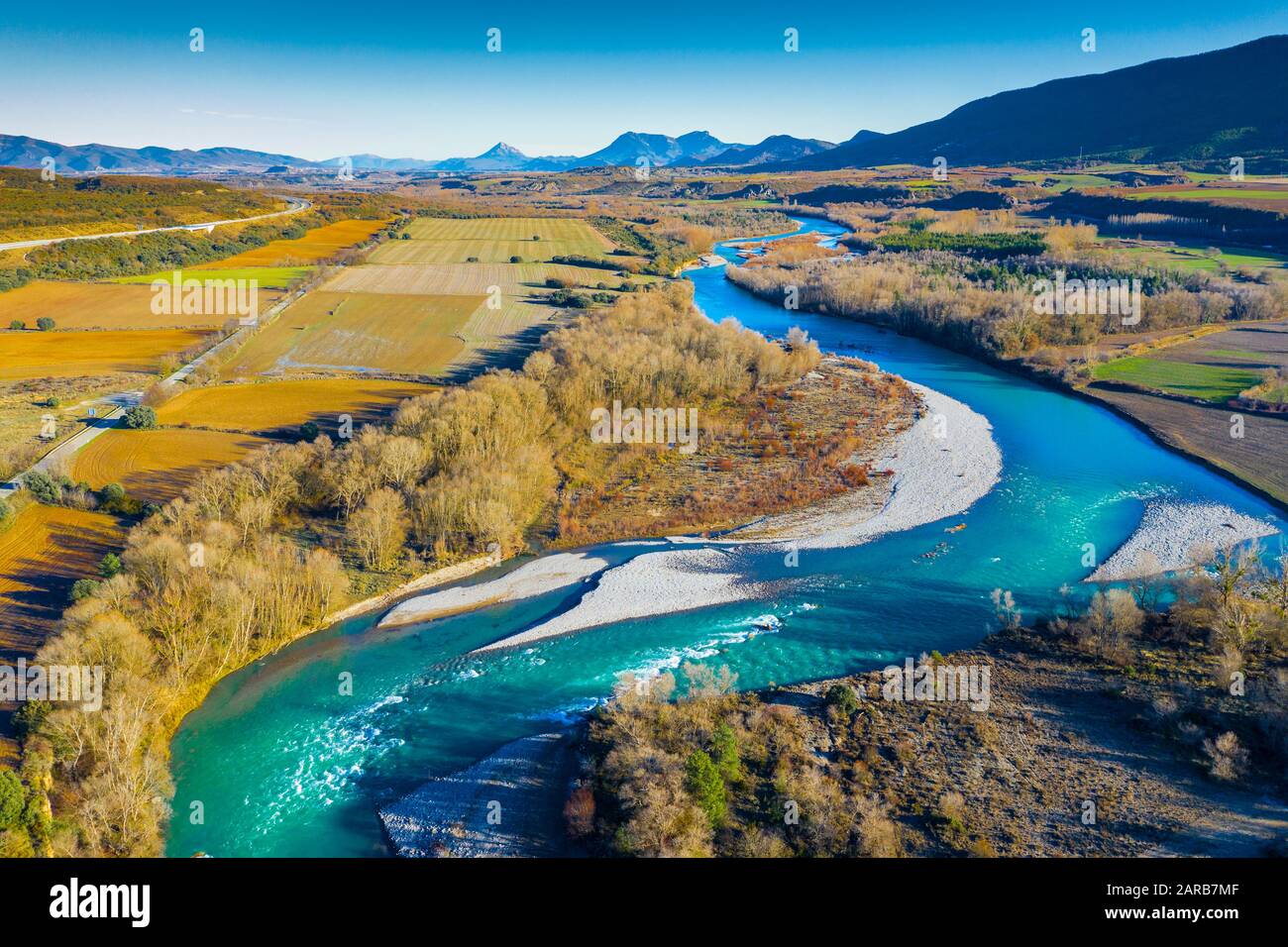 Aerial view of a river. Stock Photo