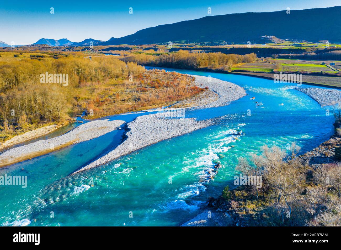 Aerial view of a river. Stock Photo