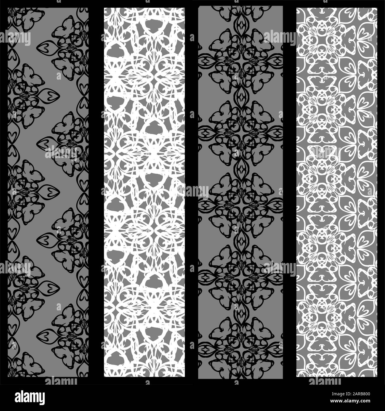 Elegant lace patterns for textile or wallpaper in black and white colors Stock Vector Image