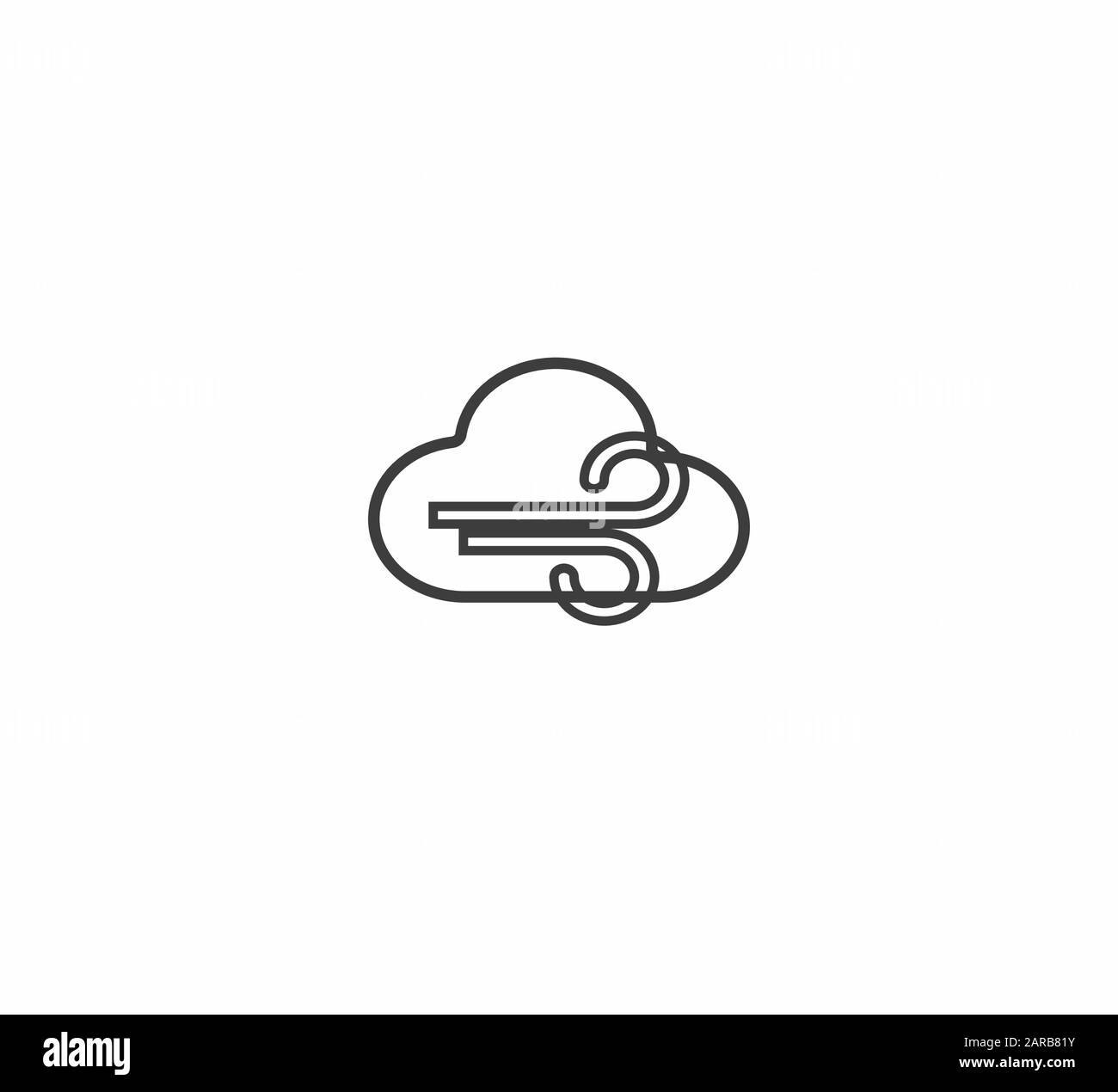 Vector pictogram cloud and wind close up Stock Vector