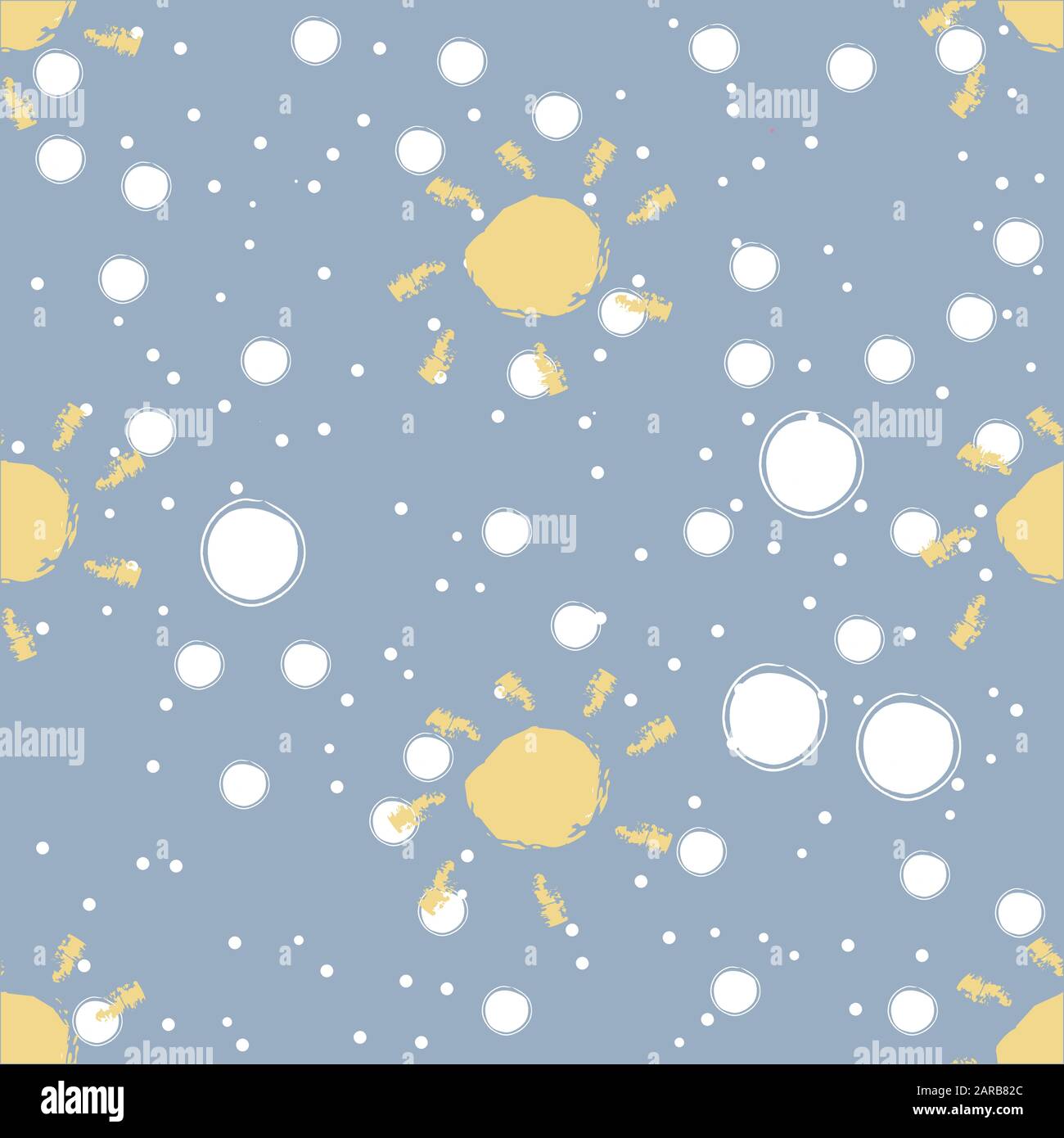 Seamless pattern with hand drawn suns on simple background. Vector Illustration Stock Vector