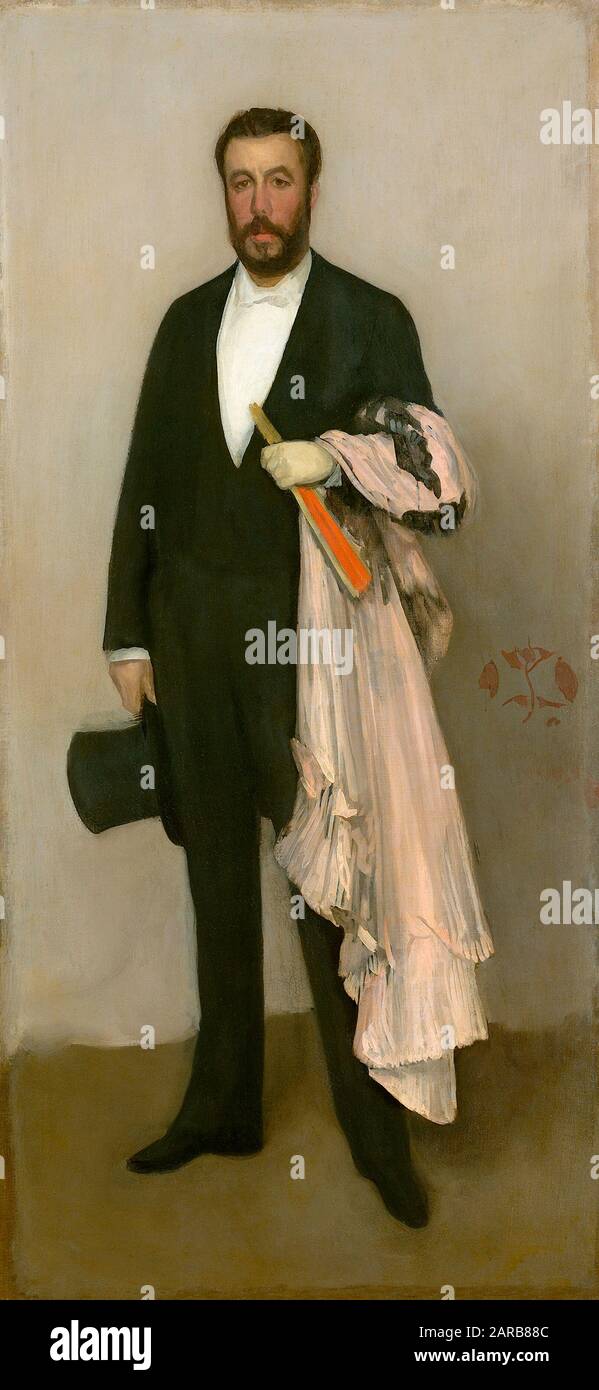 James McNeill Whistler ( 1834–1903 ) , Portrait of Theodore Duret 1883 ( Oil on canvas 1,93 x 0,90m) Stock Photo