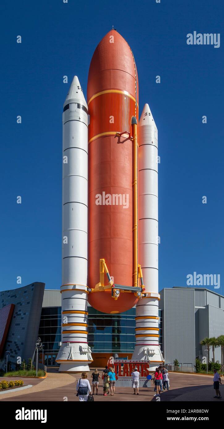 Kennedy Space Center Museum Entrance showing booster Rocket and fuel